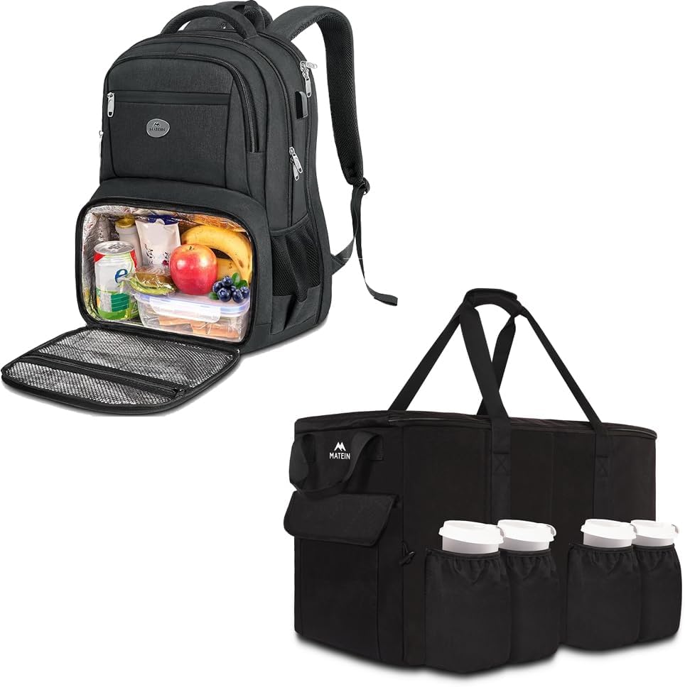 MATEIN 17 Inch Laptop Backpack, TSA Large Travel Backpack with Lunch Box, Food Delivery Bag XXL - 23x14x15 inches
