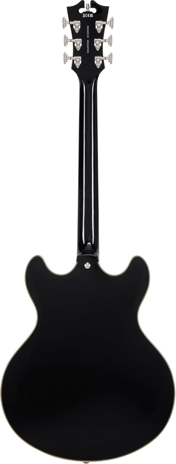 D'Angelico Premier DC Electric Guitar - Solid Black with Stopbar Tailpiece