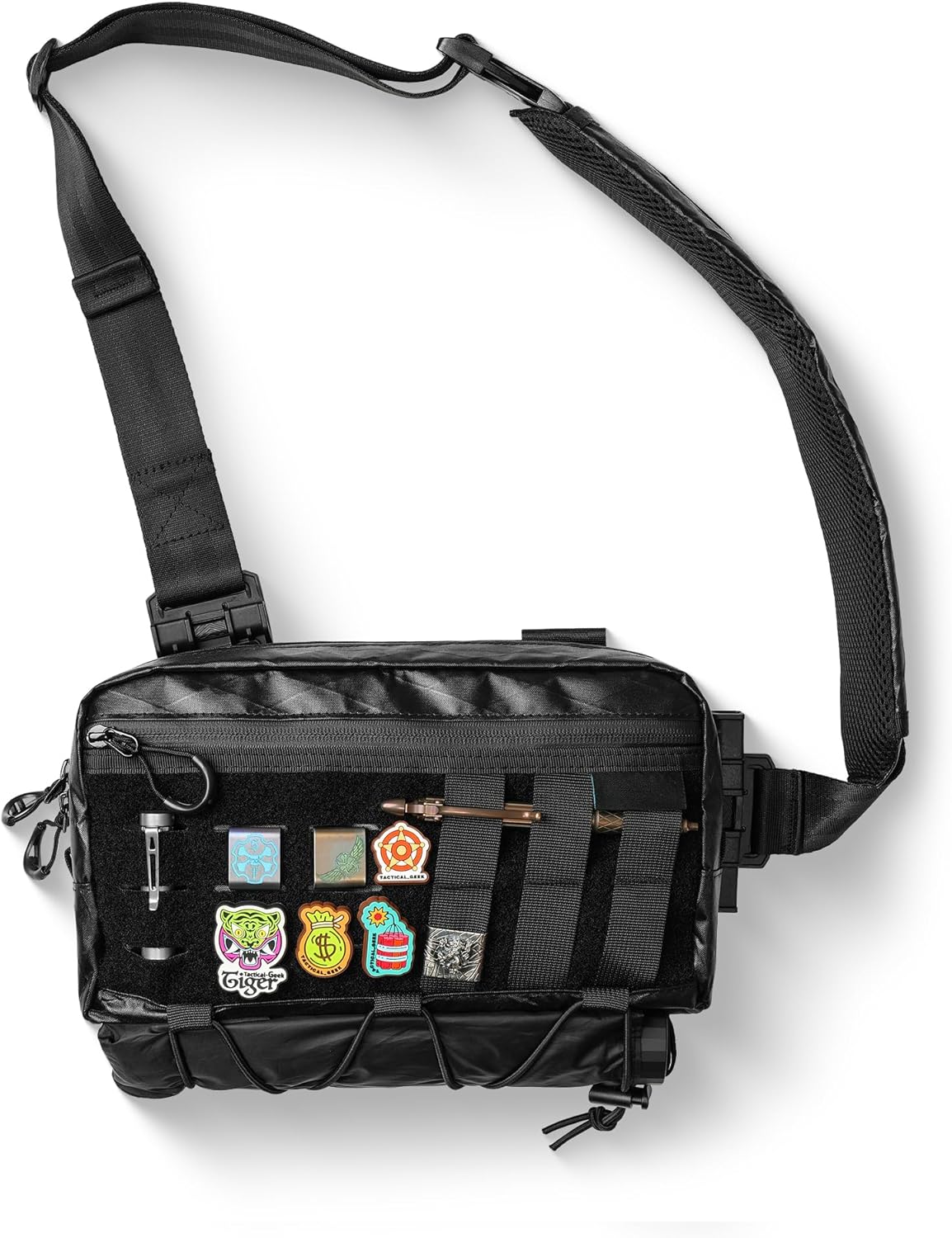 TACTICAL_GEEK Cache L3 Crossbody Shoulder Bag, Multipurpose Daypack, Chest Backpack Casual Sling Bag for Men & Women (Black Orange)