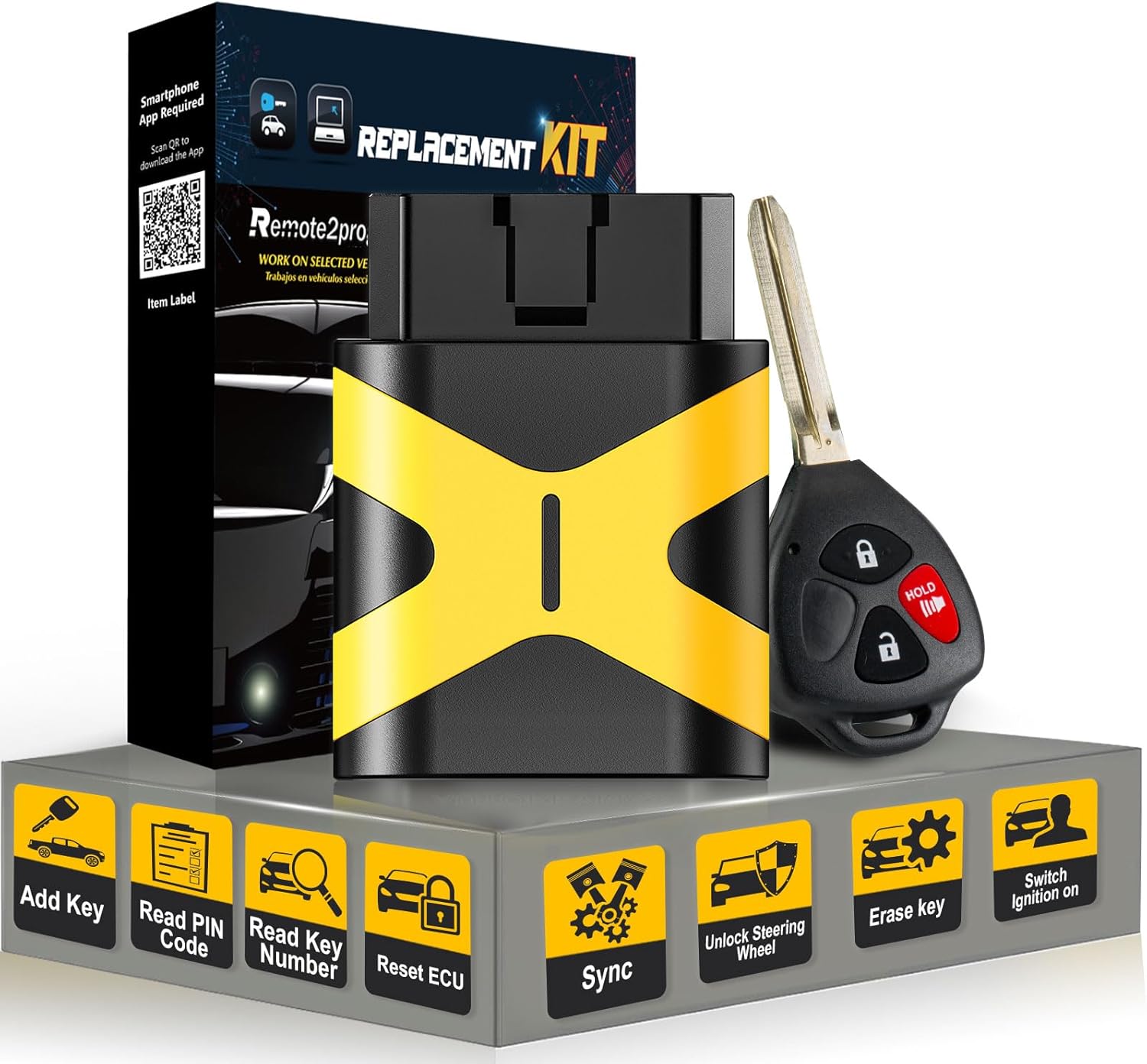 DIY Programming Car Key and Keyless Entry Remote Replacement for Toyota Rav4/Yaris/Scion XB with FCC: HYQ12BBY (3 Button)