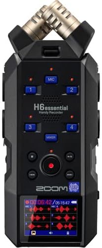 Zoom ZH6E H6essential Handy Recorder with 6 Tracks & 32-Bit Float Recording + Zoom ZDM-1 Podcast Mic Pack + 4X AA Batteries with Charger + 10ft USB Type A to USB Type C Cable - Black + More