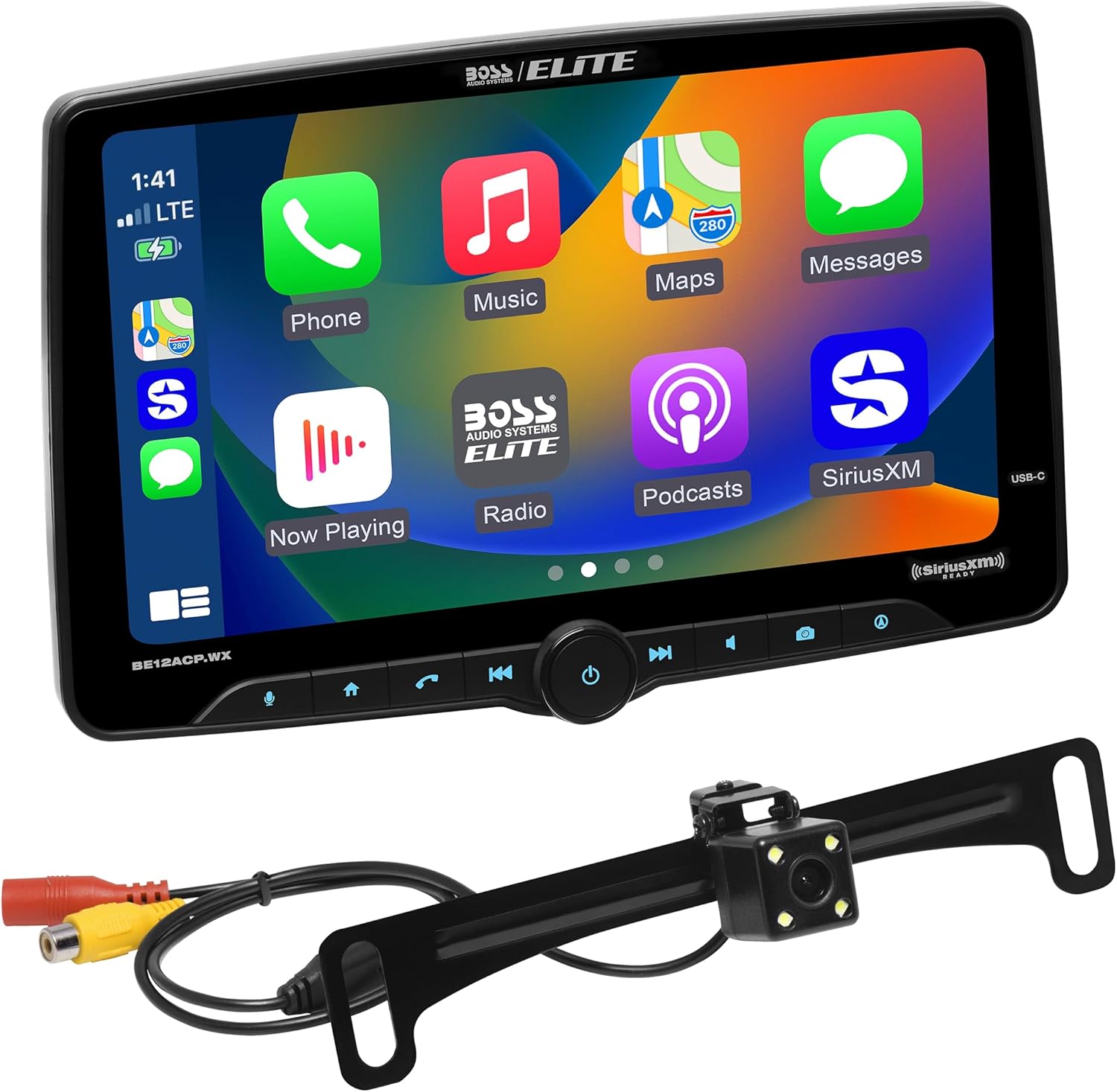 BOSS Audio Systems Elite Series BE12ACP.WXC Car Stereo - Wireless CarPlay Android Auto, Compatible with SiriusXM, 12 Inch Touchscreen, No DVD Player, Backup Camera