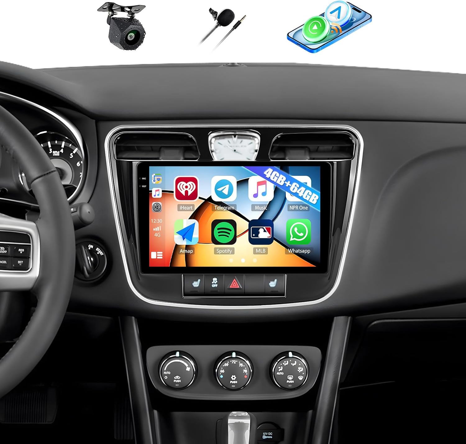 4G+64G Car Radio Stereo for Chrysler 200 200C 2011-2014 with Wireless CarPlay Android Auto 9