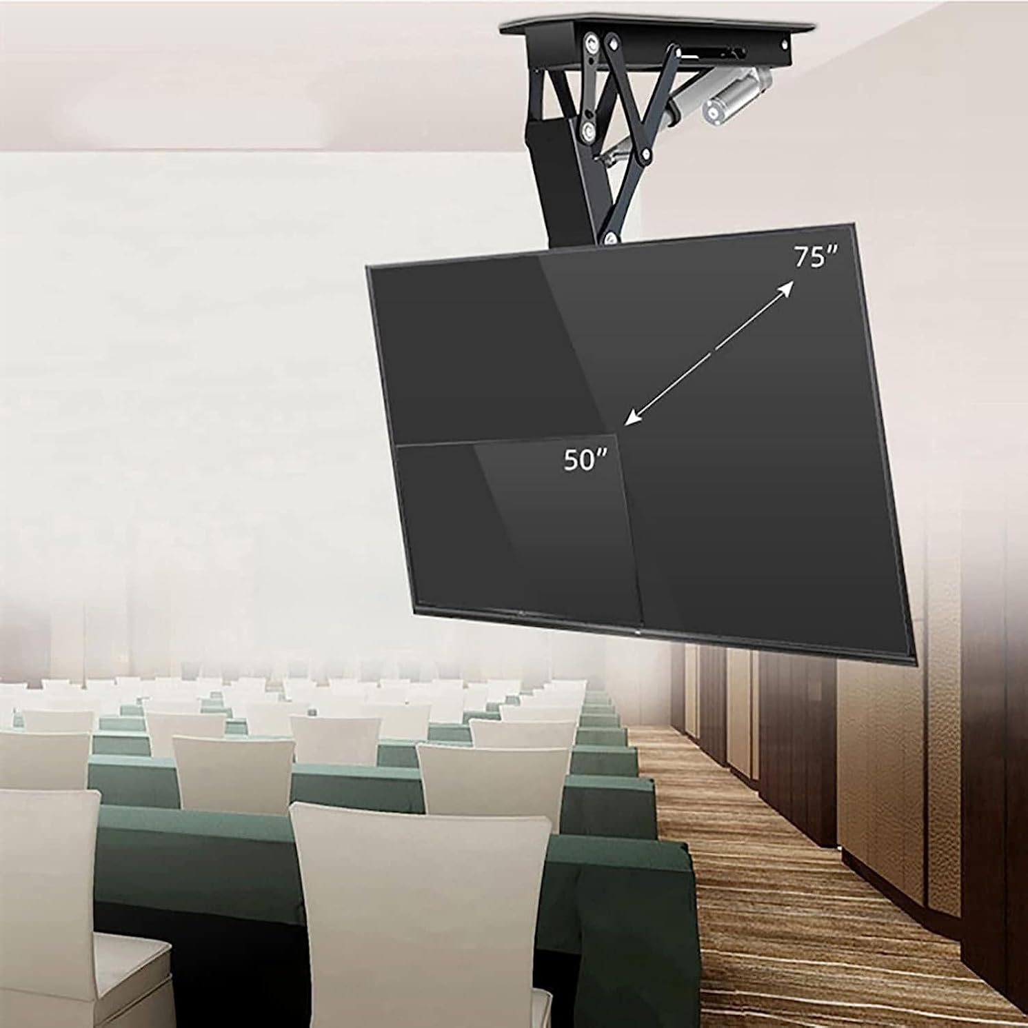 Universal TV Stand TV Wall Mount TV Ceiling Mount, Tilt Motorized TV Bracket with Intelligent Memory Function, 75° Flip Down, Fits 32-70inch Low Profile TVs, Moun