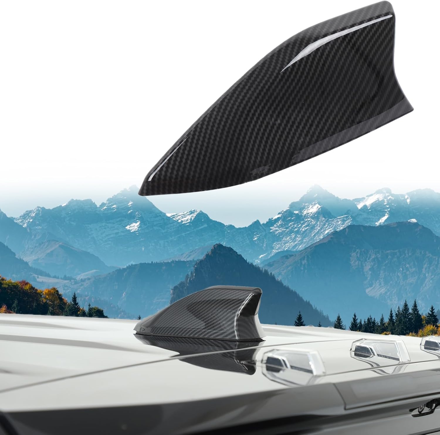 for Hummer EV Accessories Shark Fin Shape Roof Antenna Cover Decor,Radio Antenna Topper for Hummer EV SUV Pickup 2022-2024 2025 2026,Shark Fin Shape Cover with Adhesive Tape (Carbon Fiber Style)