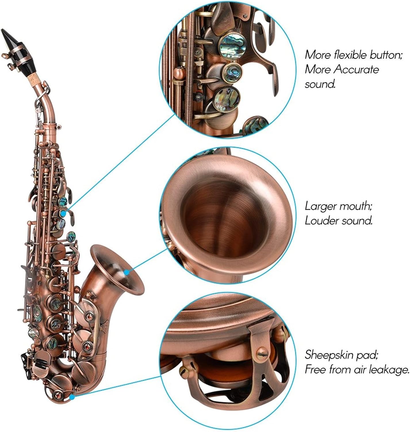 Saxophone Bb Key Brass Sax with Carrying Case Sax Stand Reed Gloves Cleaning Cloth Brush Sax Strap Mouthpiece Brush New Student Saxophone