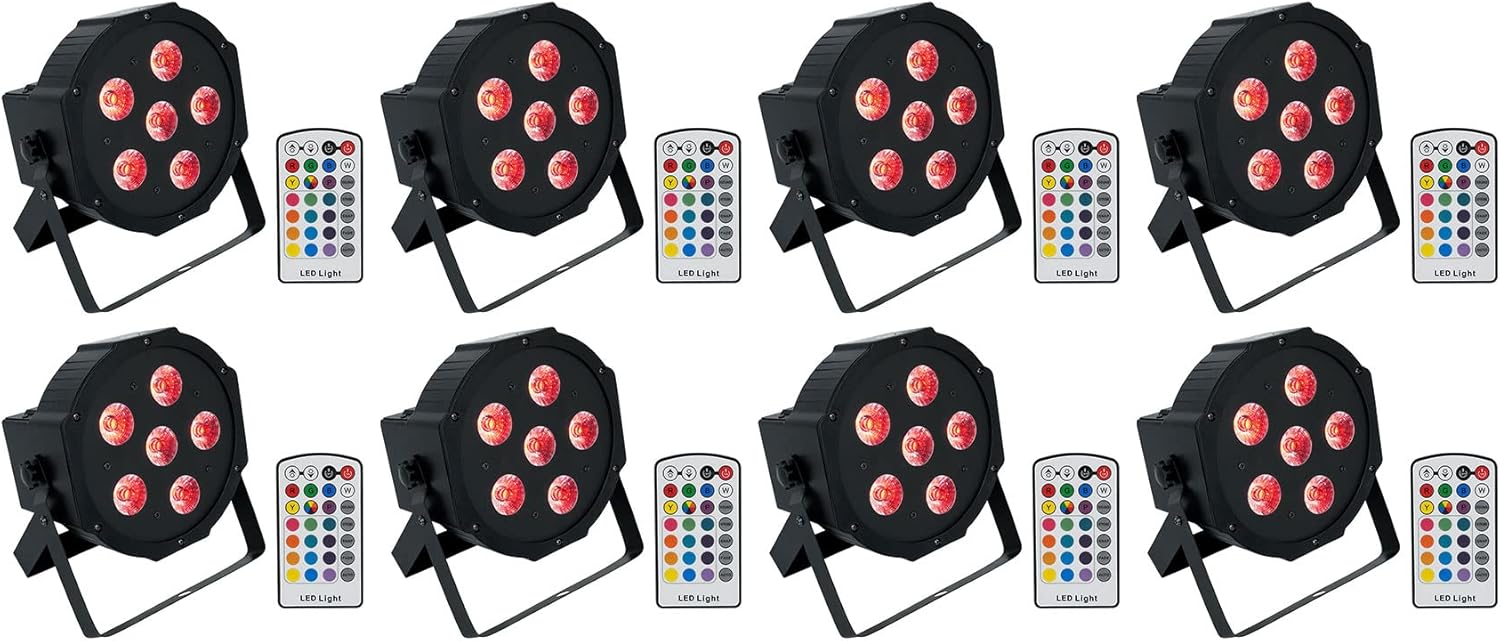 8 Rockville Battery PAR 6RF Rechargeable RGBWA+UV Wireless DMX Lights+RF Remotes