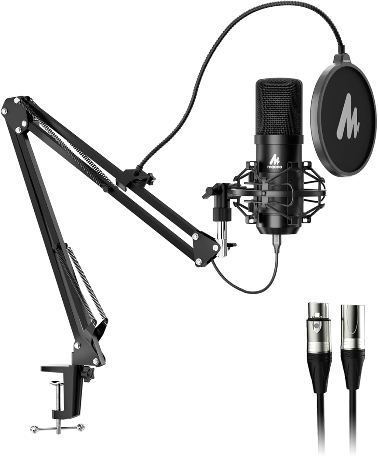 MAONO USB XLR Condenser Microphone: PC Computer Podcast Cardioid Metal Mic Kit with Software for Recording, Studio, Singing, YouTube (A04 Gen2+XLR Cable)