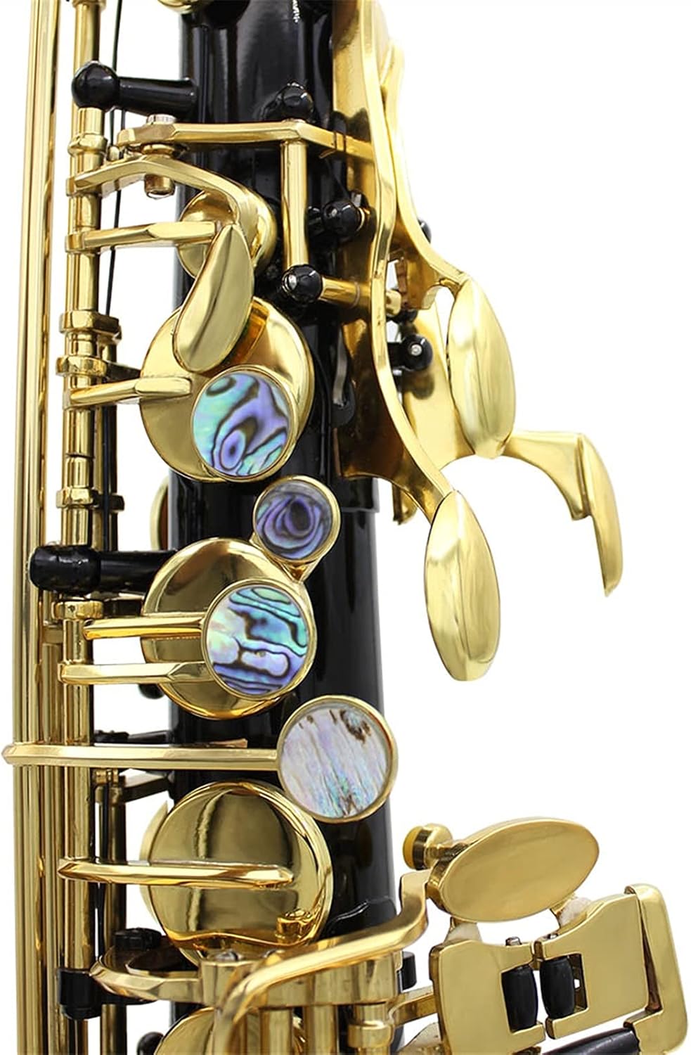 KESHUO Brass Engraved E- Flat Alto Saxophone Sax Abalone Shell Buttons Wind Instrument with Case Gloves Cleaning Cloth Belt Brush Brass Sax Beginners Kit (Color : Black)