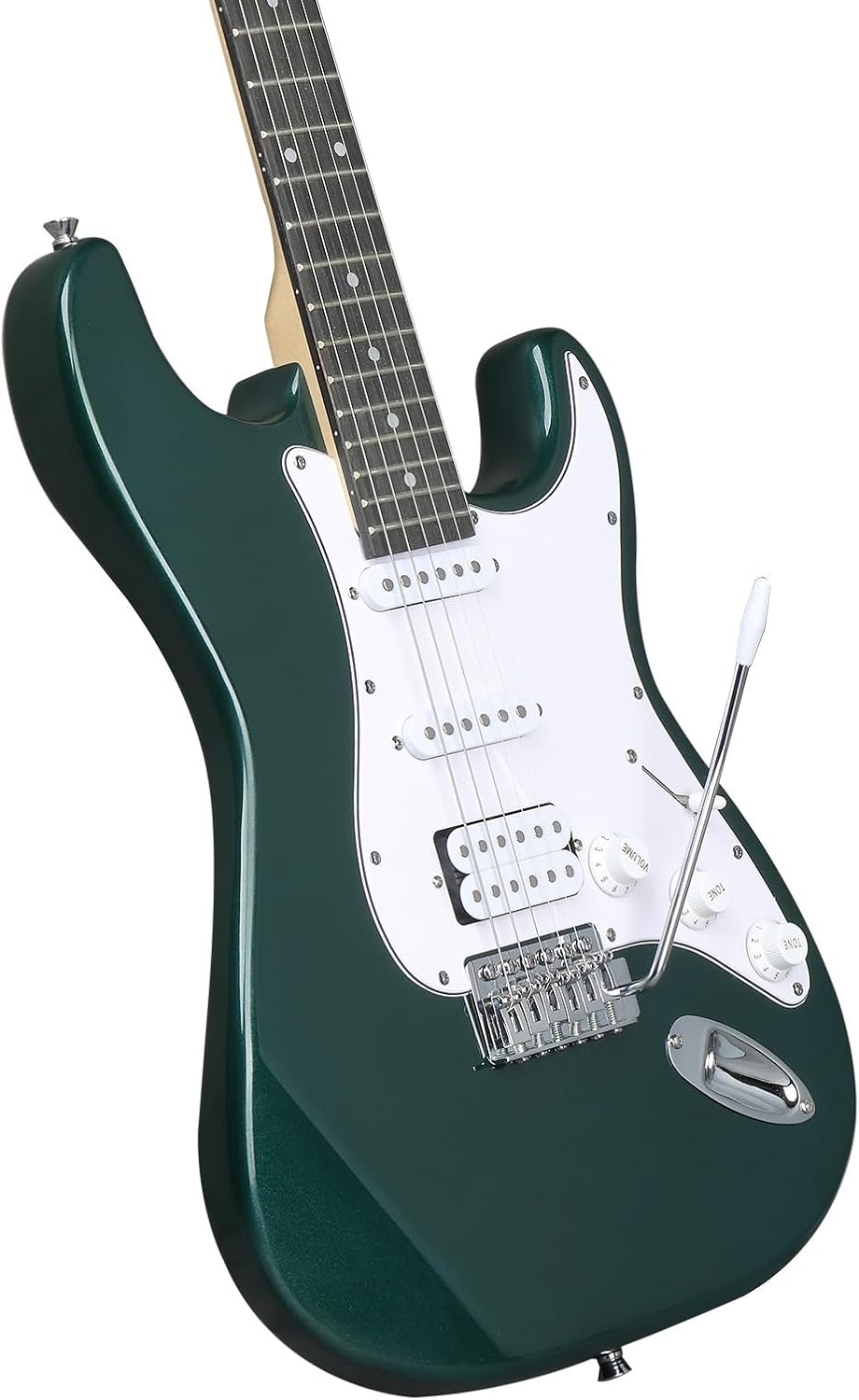 KST Electric Guitar Kit for Beginners, H-S-S Pickups, Green with White Pickguard, Includes 5W Amp, Bag, Strap, Strings, Tremolo - Complete Starter Set, Right Handed
