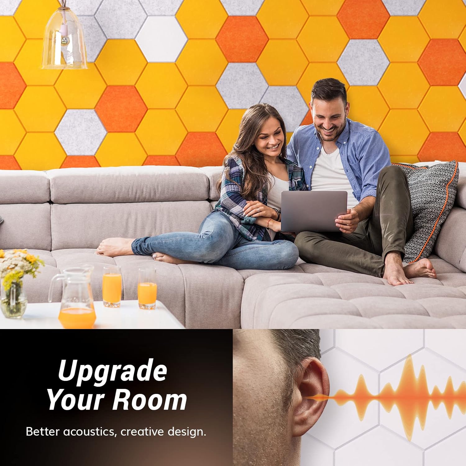 TONOR TW630 Dual Wireless Microphone for Karaoke and 18 Pack Self-Adhesive Hexagon Acoustic Panels 12