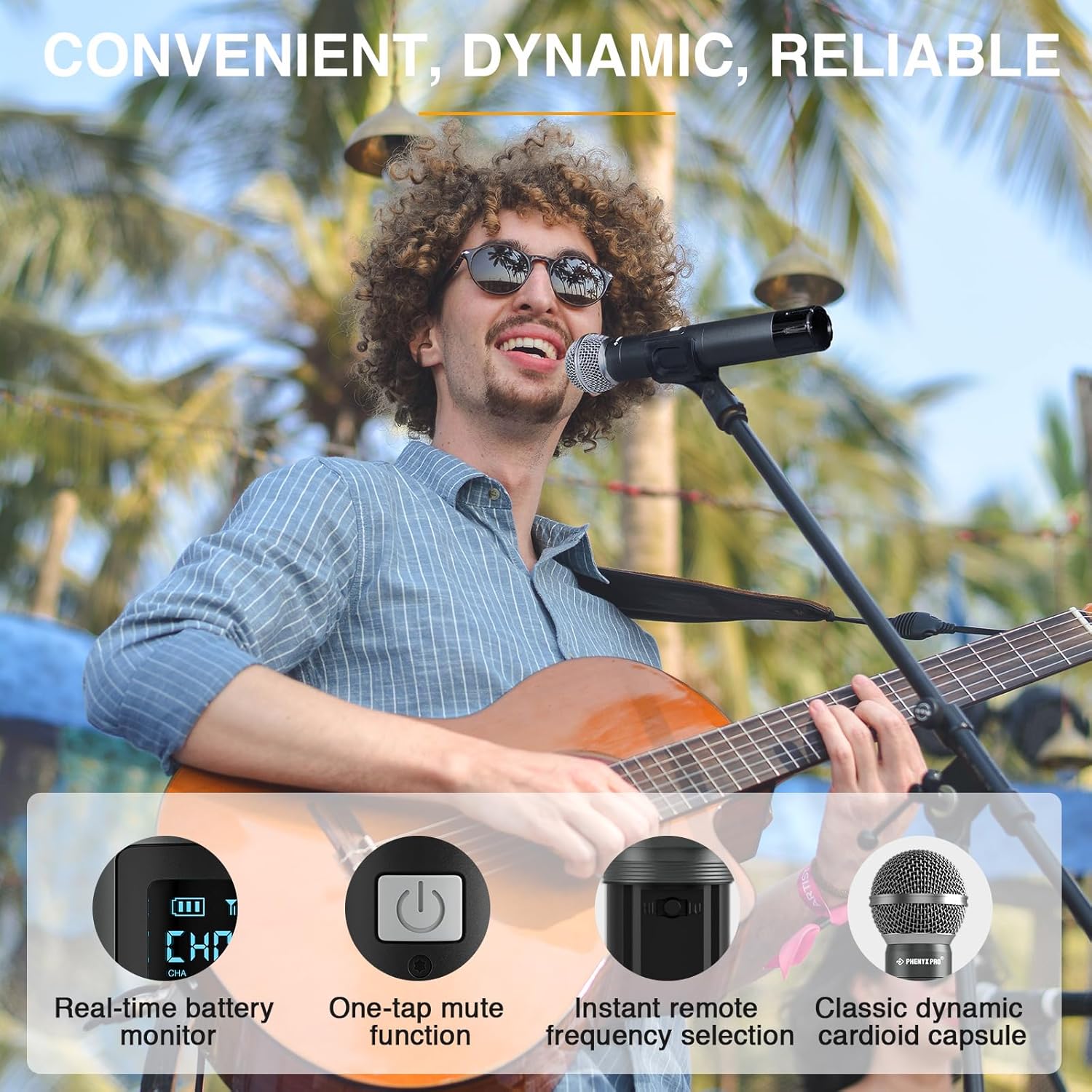 Phenyx Pro Dual Digital Wireless Microphone System PDP-2-2B Bunble with Handheld Microphone PWH-P-900