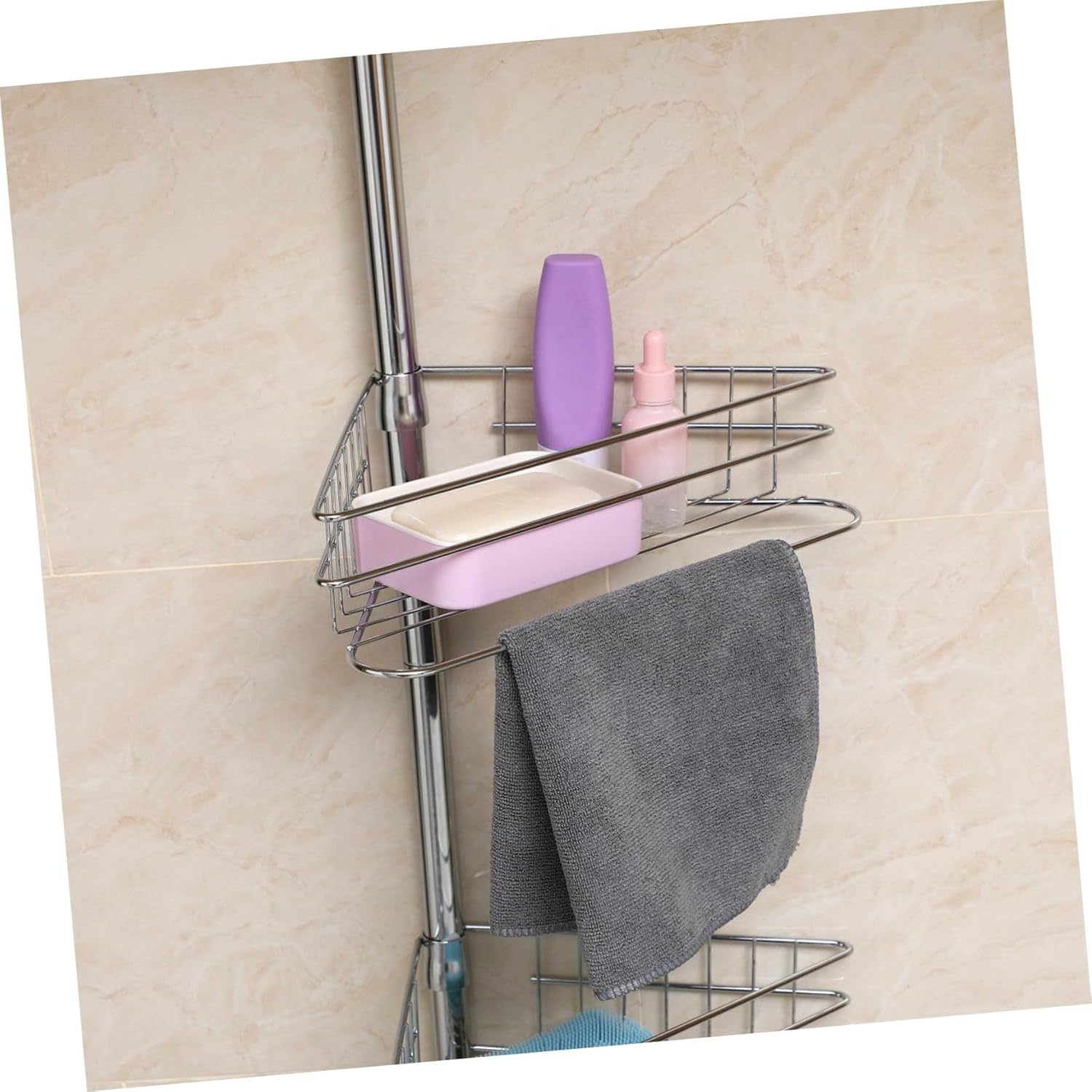 ABOOFAN 4-Tier Corner Shelf Rack Expandable Shower Storage Organizer for Bathroom Waterproof Design No Drill Required Space-Saving Toiletries Holder