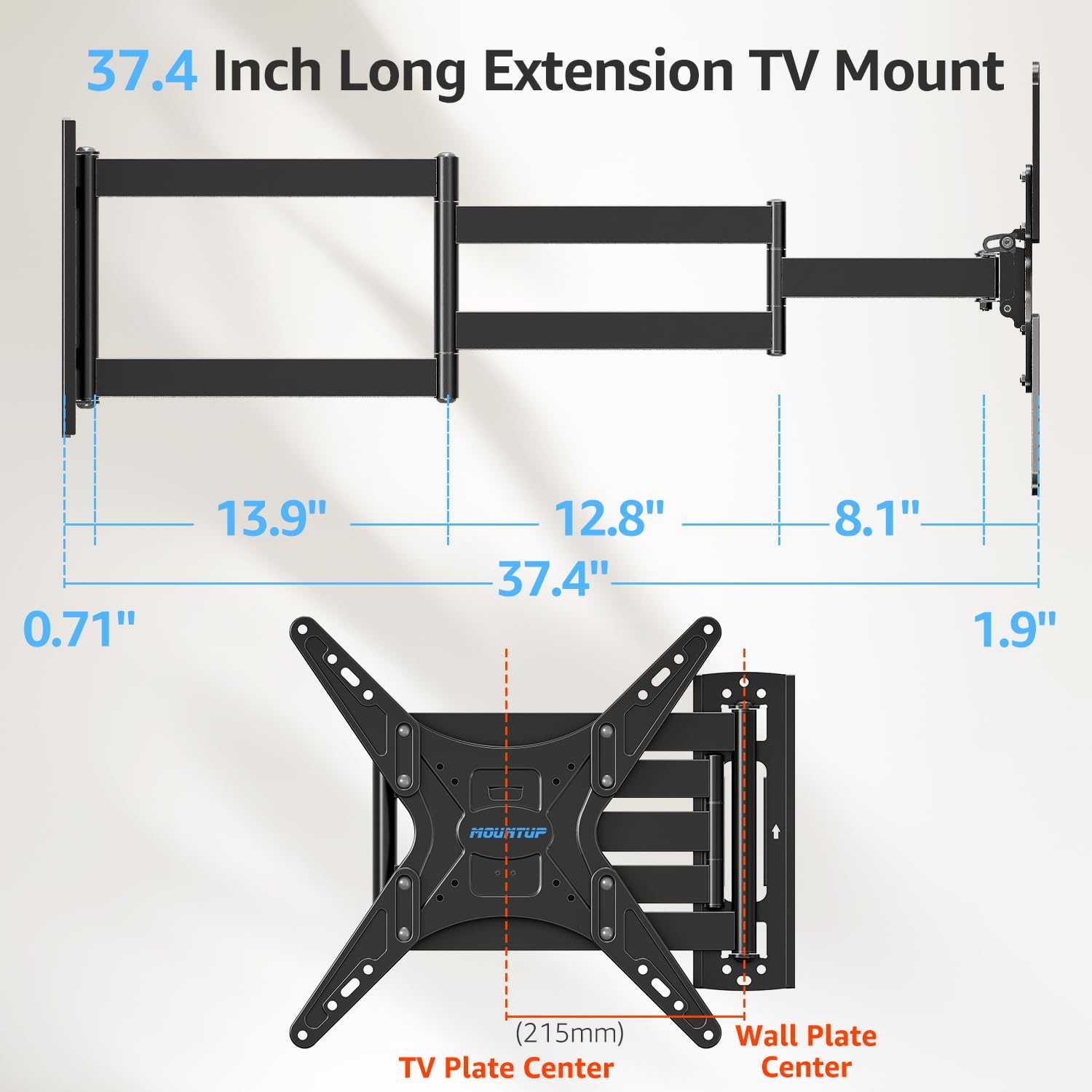 MOUNTUP Outdoor Long Arm TV Wall Mount for 26-65