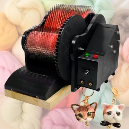 Electric Wool Carding Machine with Foot Pedal Fast Drum Combing & Color Mixing for DIY Felt Animals & Crafts, for Handmade Enthusiasts Projects