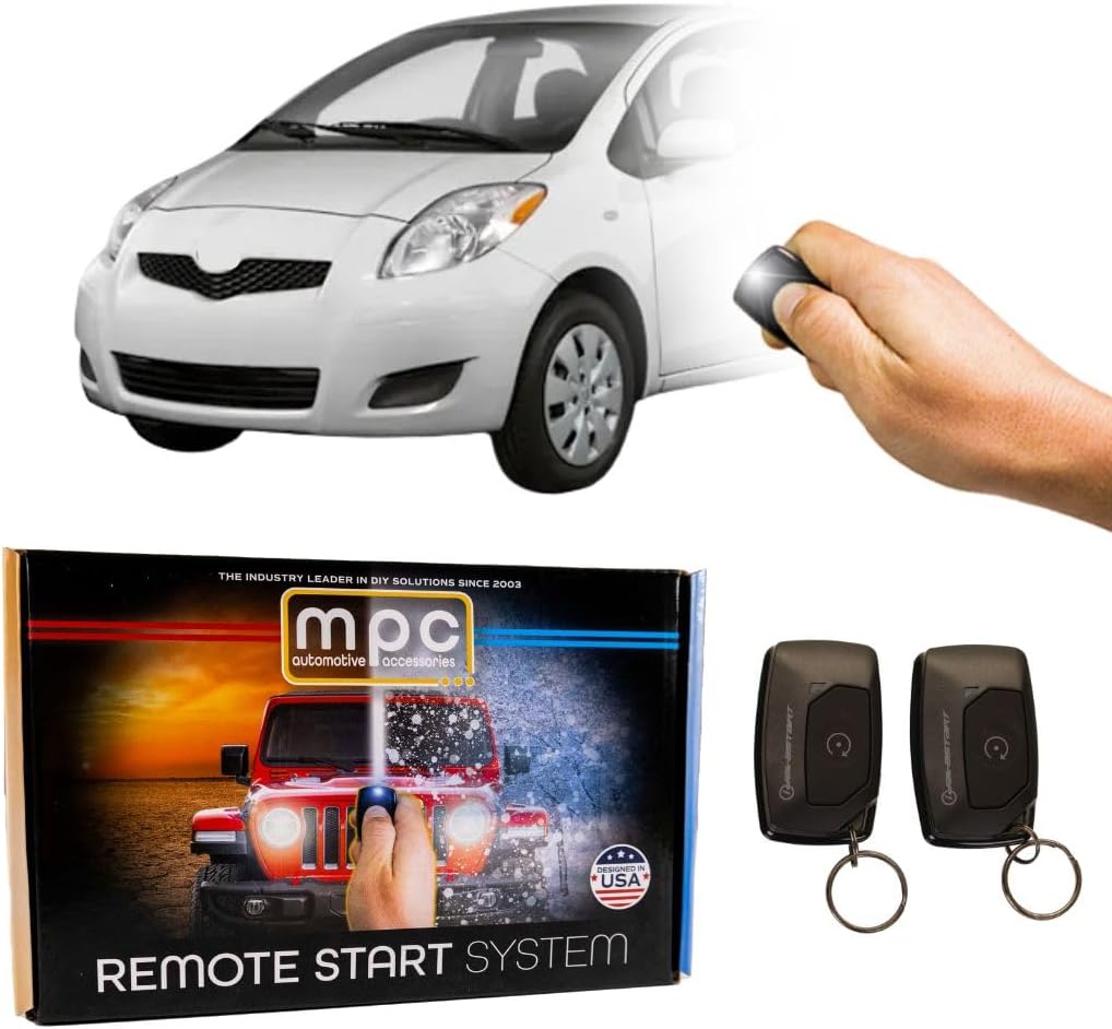 MPC Complete Remote Start Kit Compatible with Toyota Yaris Sedan 2011-2014 G-Key - with T-Harness - Firmware Preloaded - (2) Ultra-Compact Extended Range 1-Button Remotes - Up to 2,000 ft