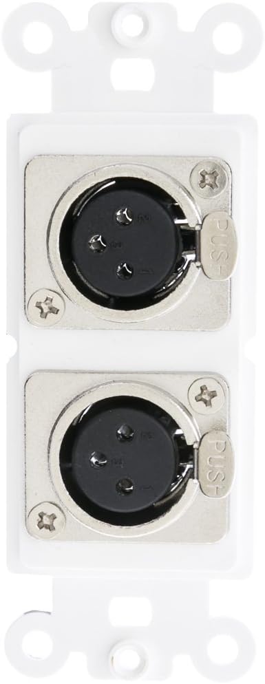ACL Decora Dual XLR Female to Solder Type Wall Plate Insert, White, 10 Pack