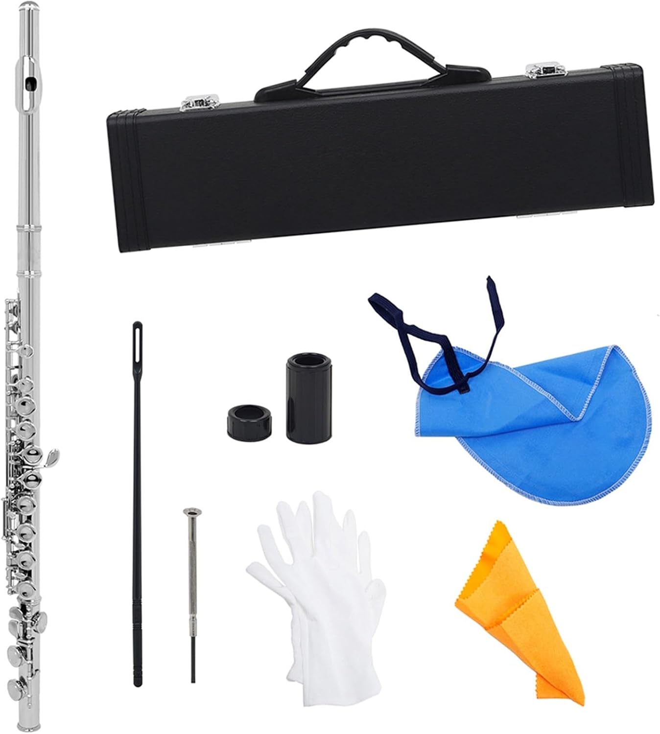 Flute 16 Holes Flute C Tone Closed Hole Silver Plated Cupronickel Flute Woodwind Instrument Flutes Musical Instruments