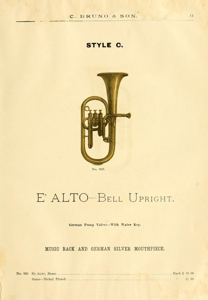 Catalogue C Bruno & Son c1890 E-flat Alto cornet Poster Print by Unknown (24 x 36)