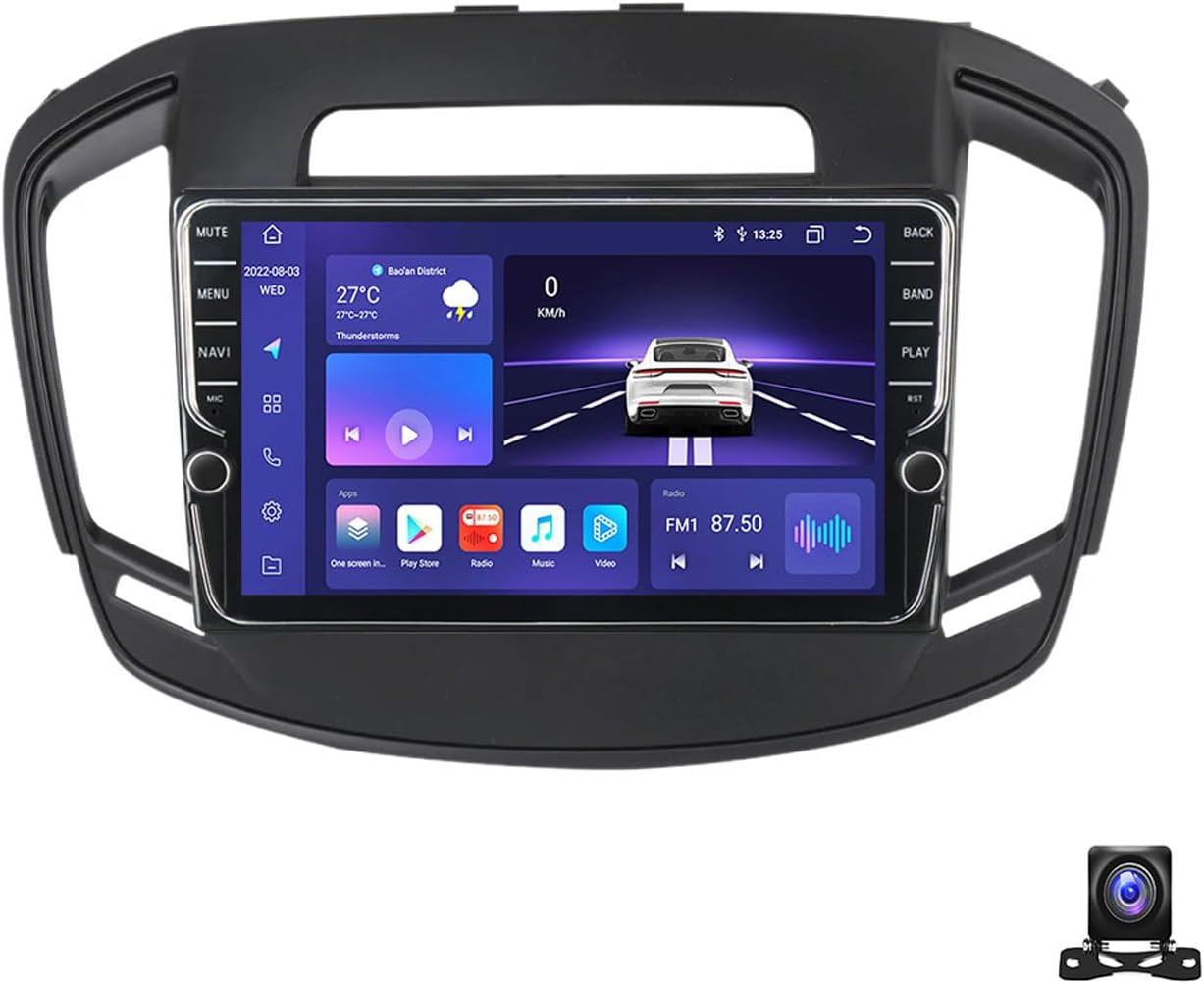 Double Din Car Stereo Bluetooth MP5 Player with Carplay/Auto, 9 Inch Touchscreen Radio Receiver with AHD Backup Camera, Compatible with Opel Insignia 2013~2017 Support 4G/SWC/DSP,K700S