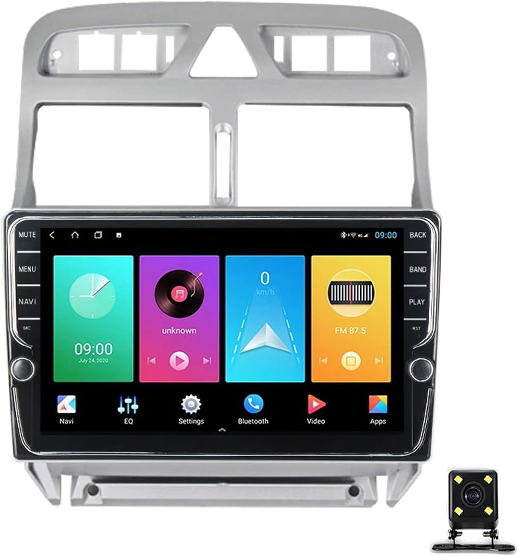 Double Din Car Stereo Compatible with Apple Carplay and Android Auto, 9 Inch Touch Screen Car Stereo with Bluetooth 5.0 Car Audio Receivers for Peugeot 307 2004-2013