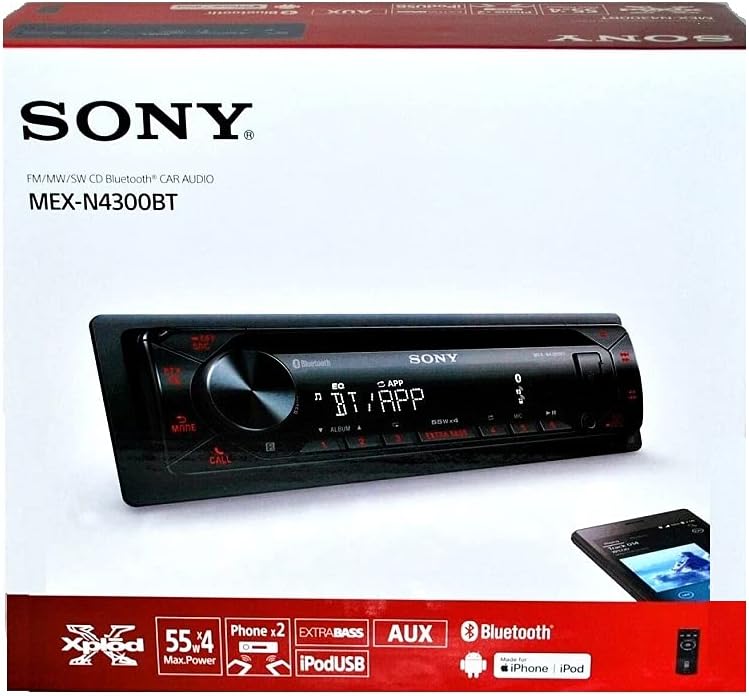 Sony MEX-N4300BT Built-in Dual Bluetooth Voice Command CD/MP3 AM/FM Radio Front USB AUX Pandora Spotify iHeartRadio iPod/iPhone Siri and Android Controls Car Stereo Receiver