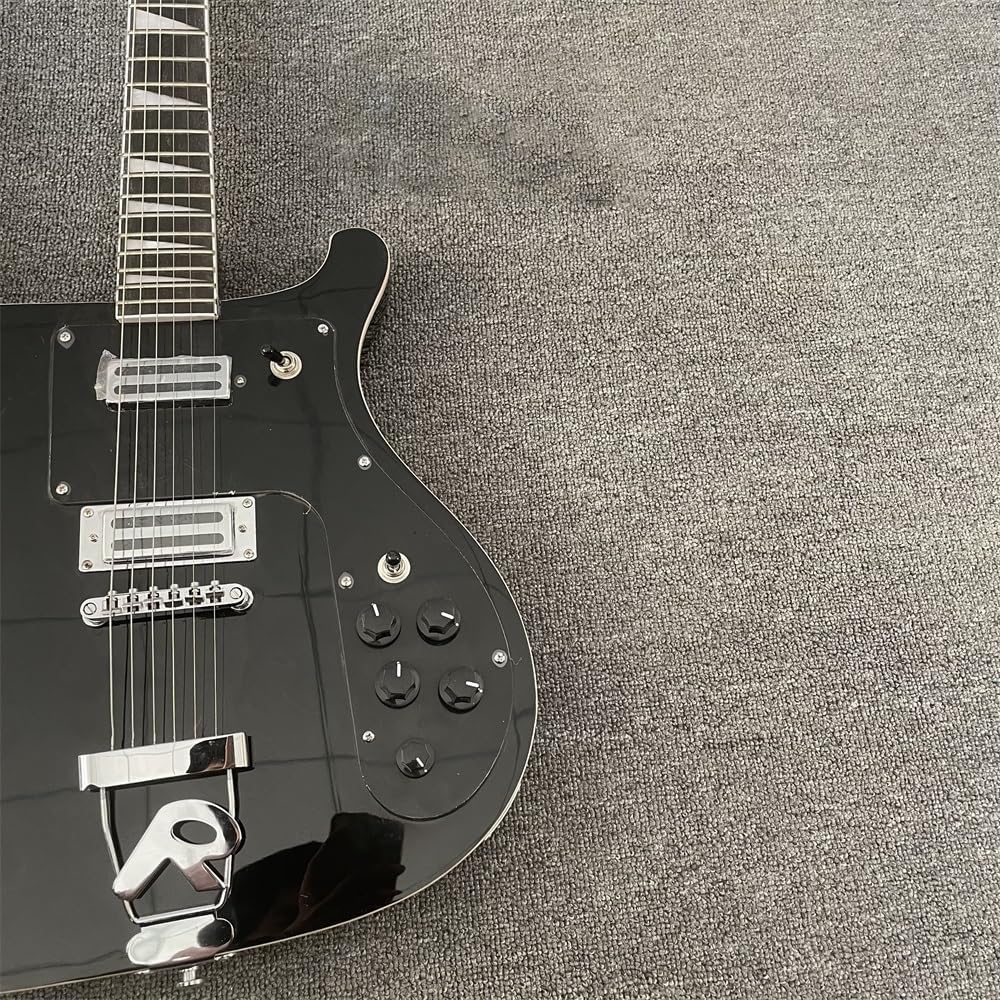 Custom 4-String Bass Guitar and 6-String Double Guitar with Sleek Black Paint - Perfect for Professional Musicians and Enthusiasts Seeking a High- and Sound