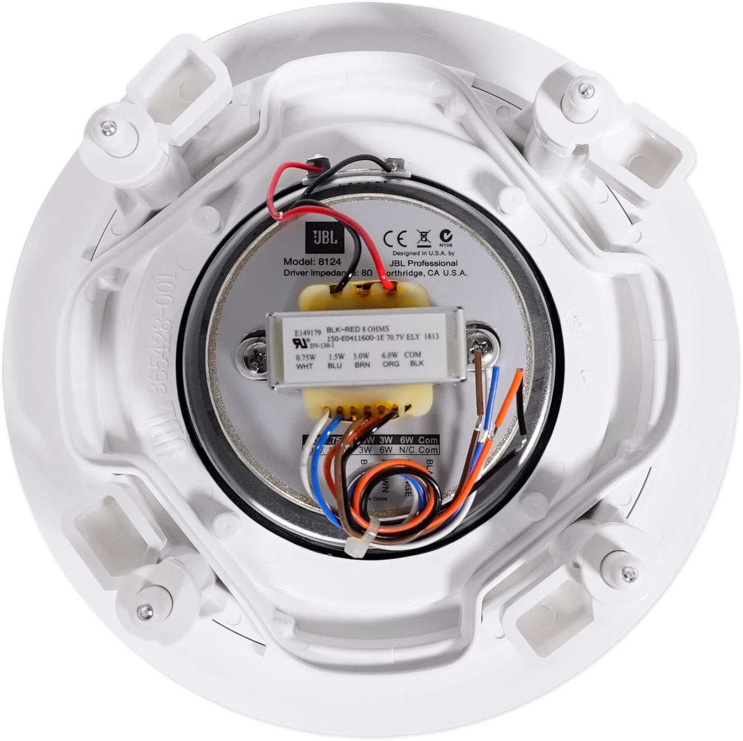 JBL 8124 - Full-Range In-Ceiling Loudspeaker with 70 Volt/100 Volt Taps (4 Pack)