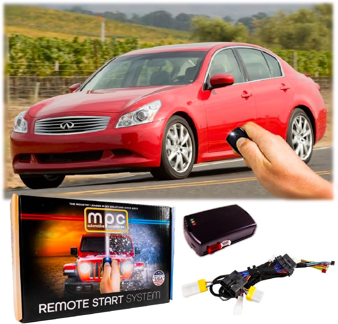 MPC Complete Factory Remote Activated Remote Start Kit Compatible with 2007-2009 Infiniti G35 - Push-to-Start - with T-Harness