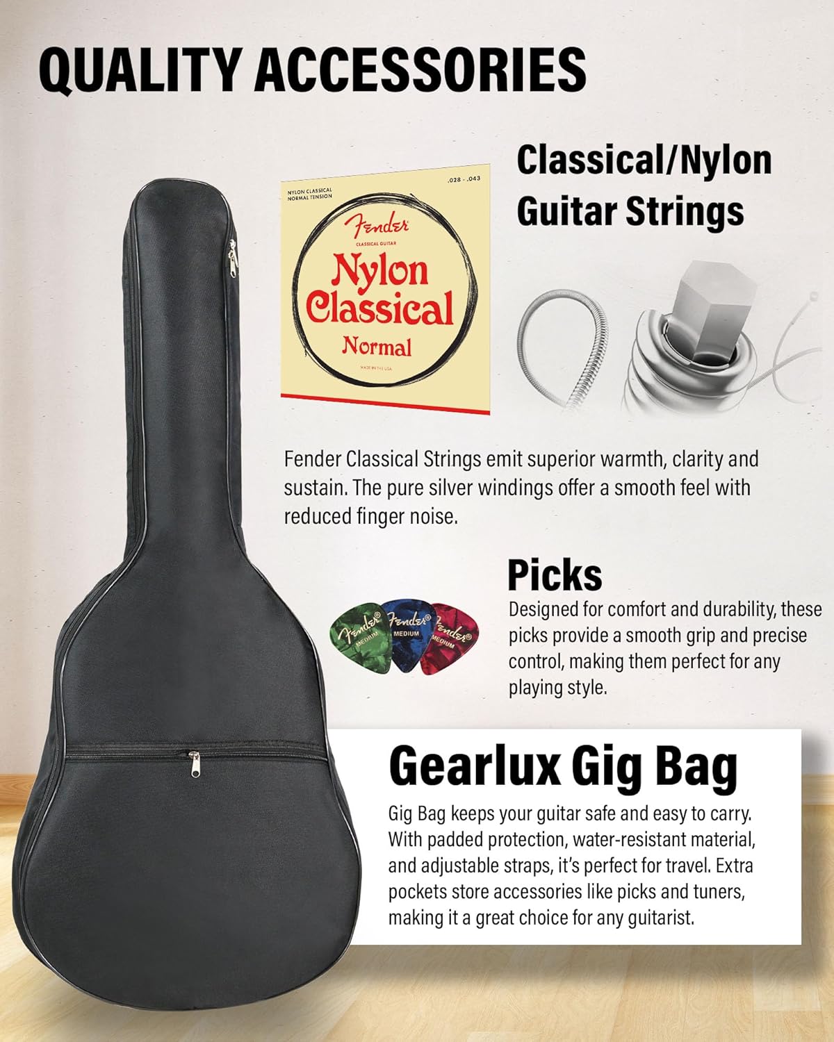 Ibanez TOD10N Tim Henson Nylon Acoustic-Electric Guitar - Transparent Black Flat Bundle with Gig Bag, Tuner, Strap, Strings, Picks, Austin Bazaar Instructional DVD, and Polishing Cloth