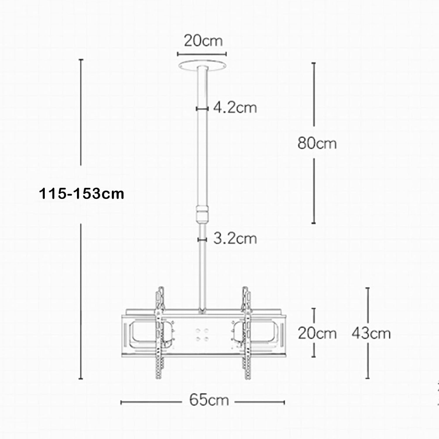 Monitor Mount,tv Wall Mount, Double Sided TV Mount Bracket - Tilt and Rotatable TV Stand, Fits 32-70 Inch TVs TV Mount, Height Adjustment Up and Down, No Disassembly