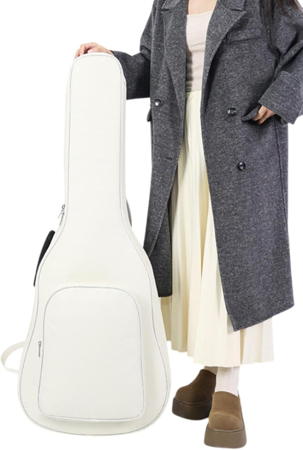 Electric Guitar Bag Carrying Bag 41 inch Professional Electric Guitar Gear Bag Travel Case Acoustic Guitar Case for Stage, White