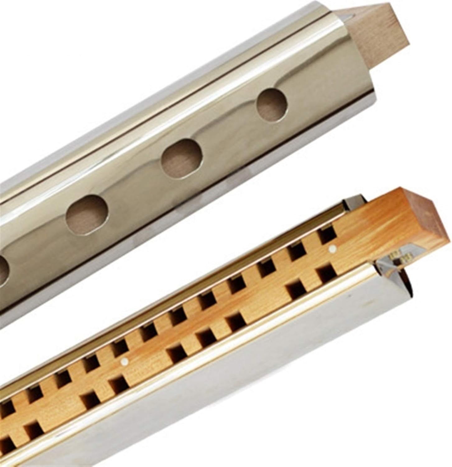 SUOFEILAIMU 25 Hole Bass Harmonica Brass Mouth Organ Instrument Blues Harp Instrumento Chromatic Harmonica Key C Music Instrumet (Color : Silver)