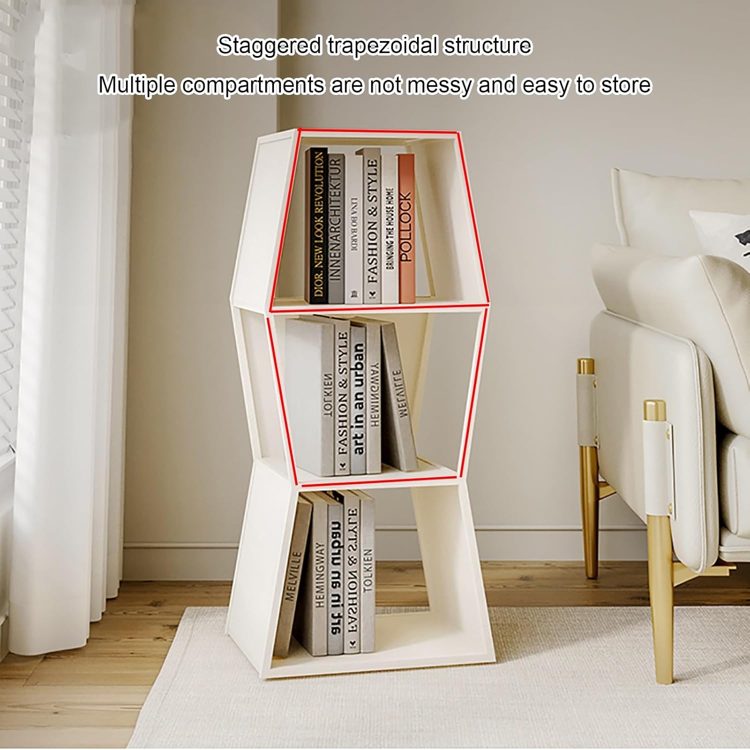 Vertical Bookshelf, 3/4/5-Tier Bookcase, Narrow Spine Book Shelf for Small Space, Corner Standing Shelf for Living Room, Office, Study, Entryway(Black,150cm/59in)