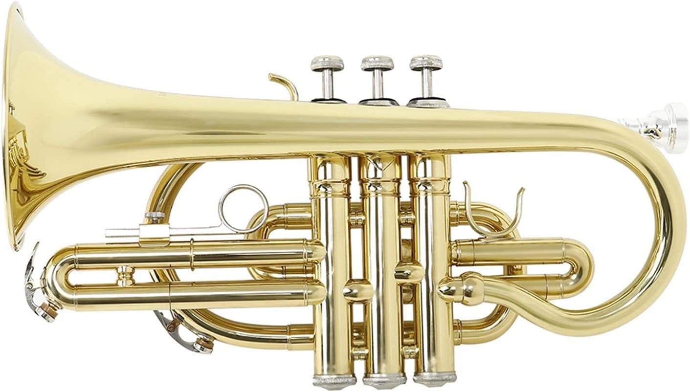 KESHUO Professional Bb Flat Cornet Brass with Carrying Case Gloves Cleaning Cloth Brushes Wind Instrument Trumpets