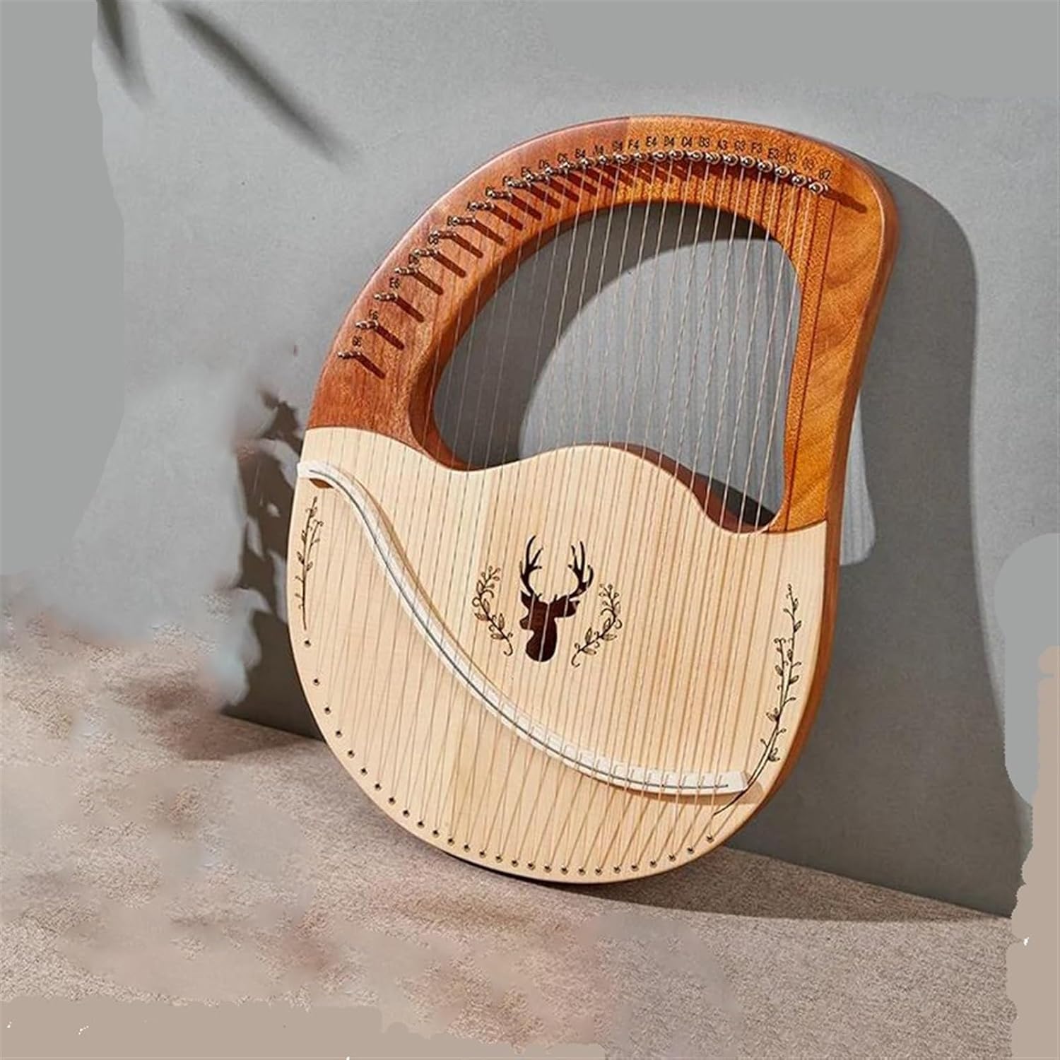 Lyre Harp Set Lyre Harp 32 Strings Harp Full Solid Wood Mahogany Lyre Harp Portable Musical Instrument