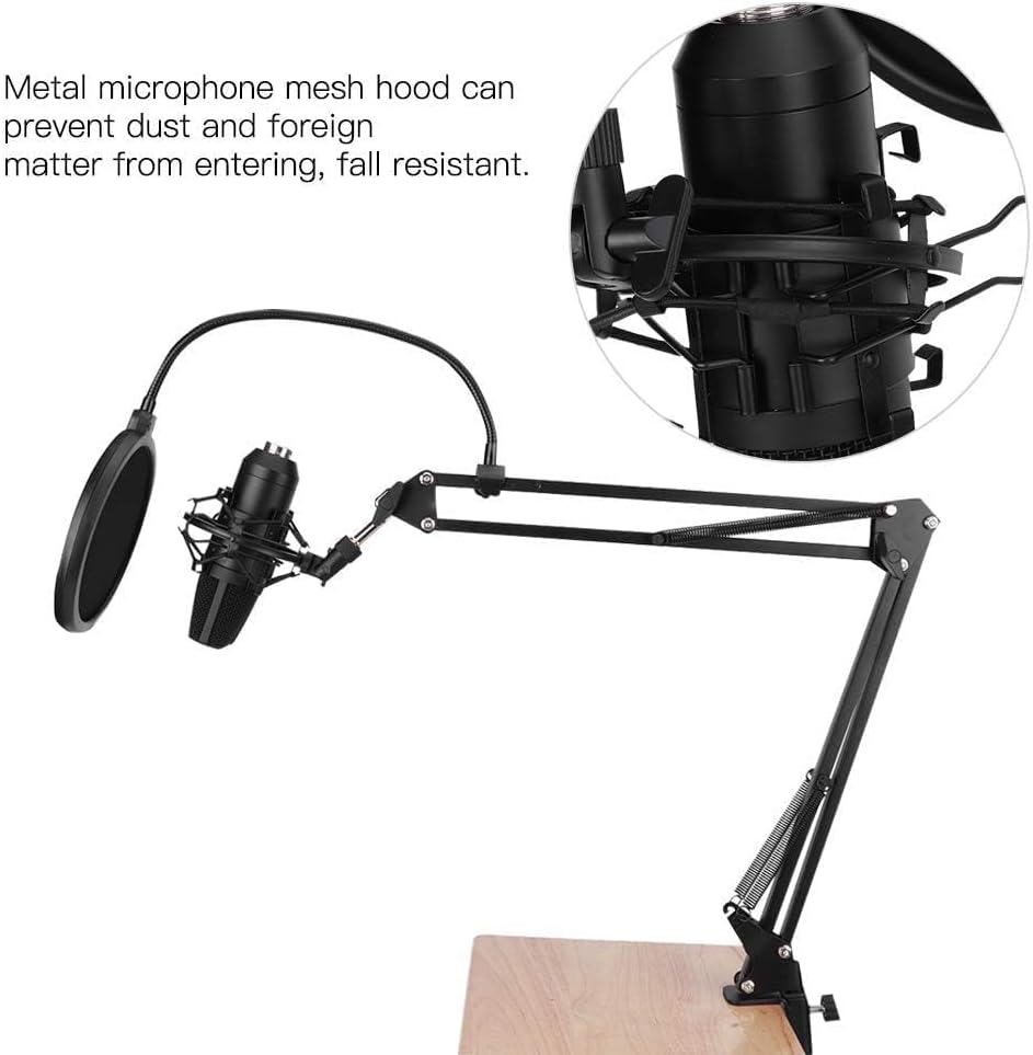 JEOZBM BM700 USB Condenser Microphone for Computer, Hi‑Fi Cardioid Microphone Kit with Windproof Cover Bracket for Gaming Live Podcast