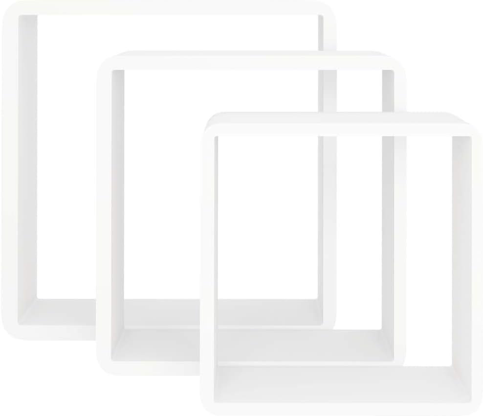 Wall Cube Shelves 3 pcs,Floating Wall Shelves,Wall Mounted Storage Shelves,Wall Decorative Storage Shelf,for Living Room,Bedroom,Kitchen,Bathroom,White MDF(Easy to Assemble)