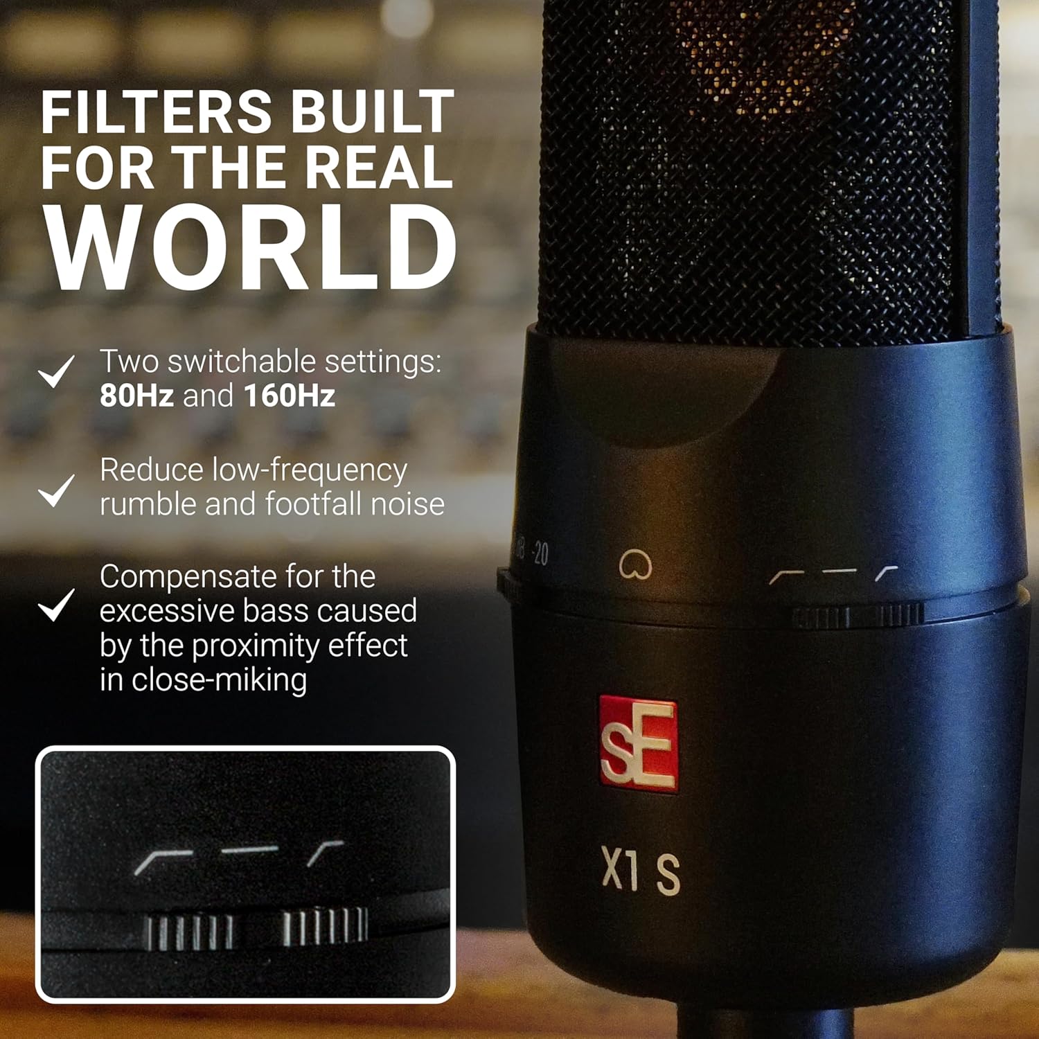 SE ELECTRONICS X1 S Large Diaphragm Condenser Microphone with 80/160 Hz Filters & -10/-20 dB Pads - XLR Condenser Mic for Singing, Vocals & Instruments - Professional Studio Microphone for Recording