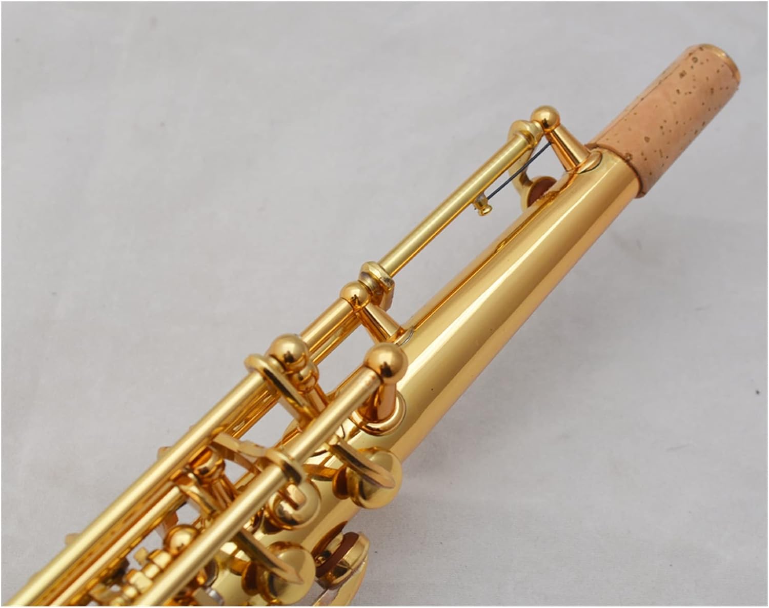 Saxophone Straight Saxophone Soprano Professional Soprano Sax Custom Gold Lacquer Mouthpiece Reeds Neck with Case Key Type Woodwind Instrument (Color : Gold)
