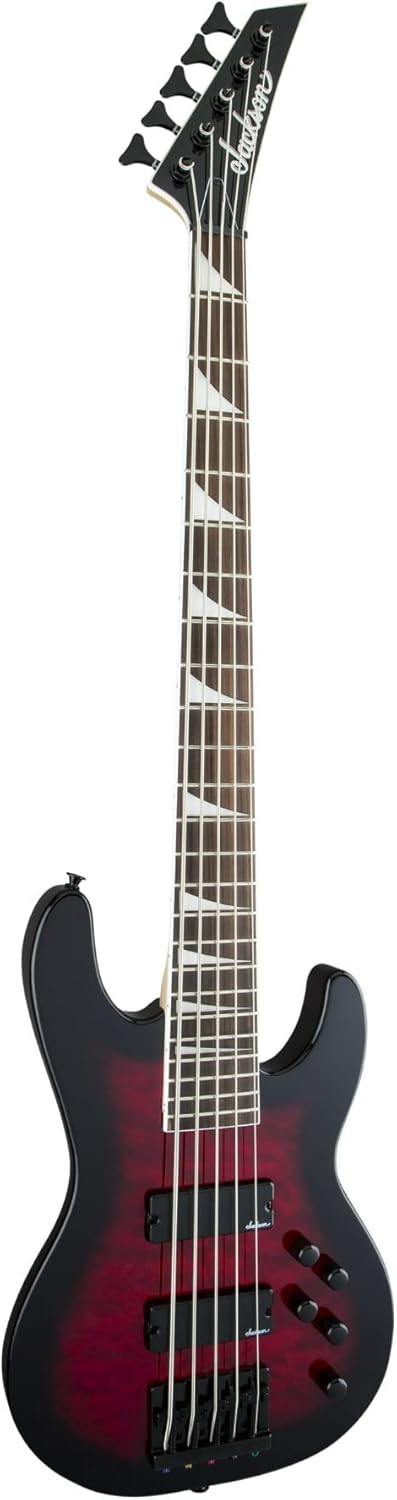 Jackson JS Series 5-String Concert Bass JS3VQ, Transparent Red Burst, Amaranth Fingerboard