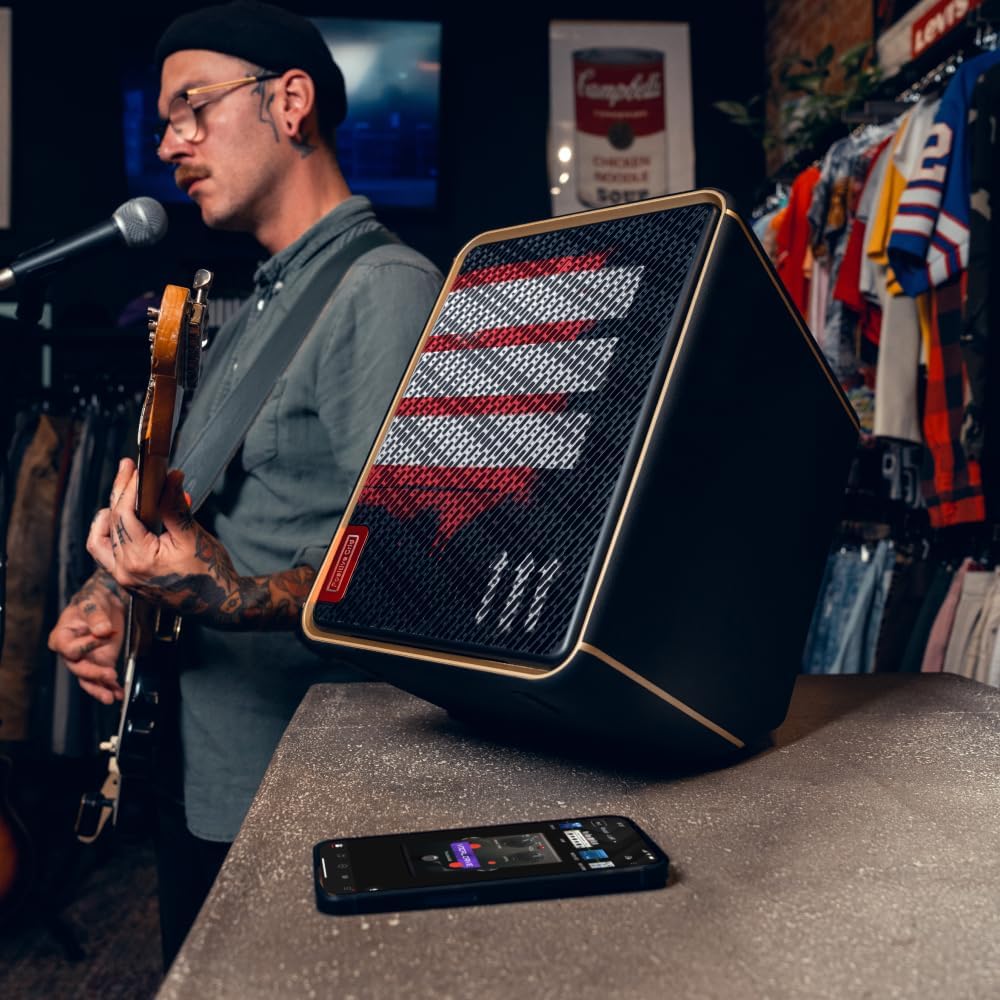 Positive Grid Spark Edge + 'On The Edge' Grille Bundle – 65W Portable 4-Channel Smart Guitar Amp & PA System with Built-in Looper, AI Features & Smart App for Guitar, Bass, Vocals & More