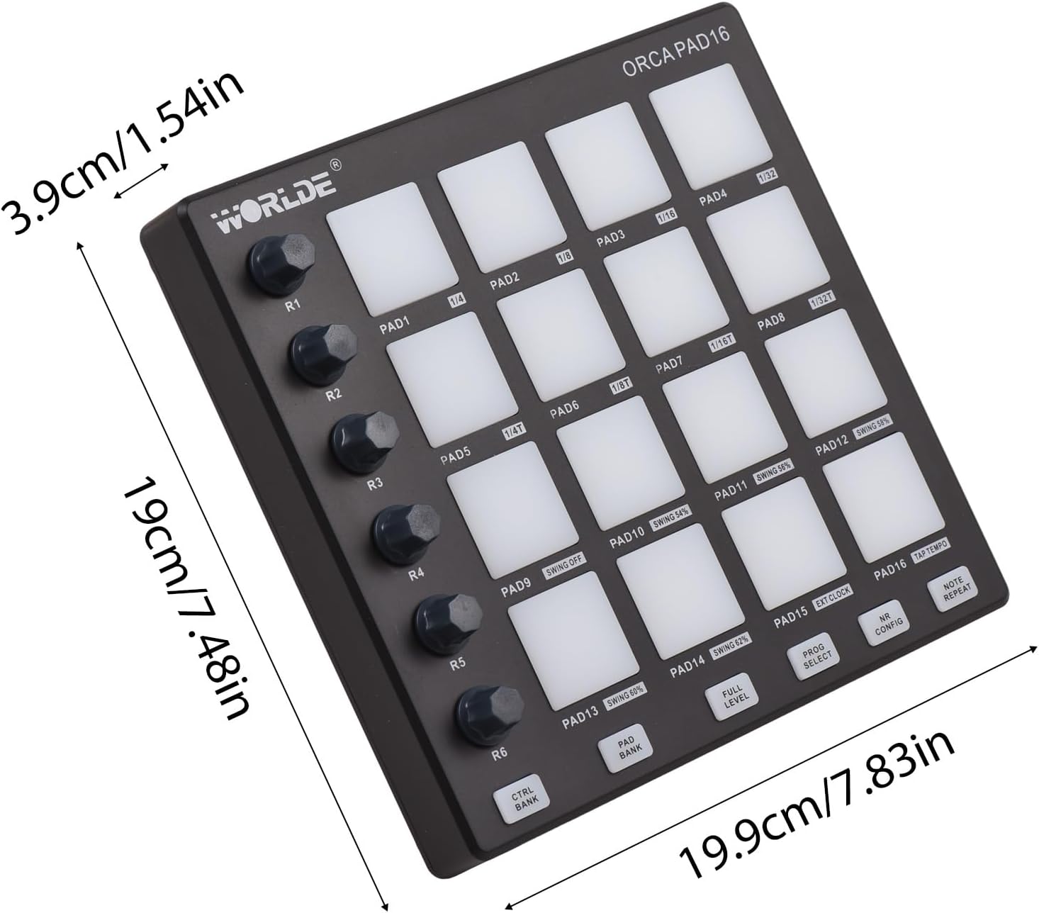 MIDI Controller Strike Pad Midi Drum Pad Drum machine Beat Maker Usb Midi Keyboard Machine 6 Assignable Knobs Note Repeat Full Level Buttons and Production Software Portable Mini MIDI Controller