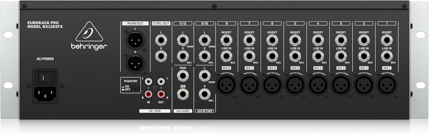 Behringer RX1202FX V2 Premium 12-Input Mic/Line Rack Mixer with XENYX Mic Preamplifiers, British EQ's and Multi-FX Processor