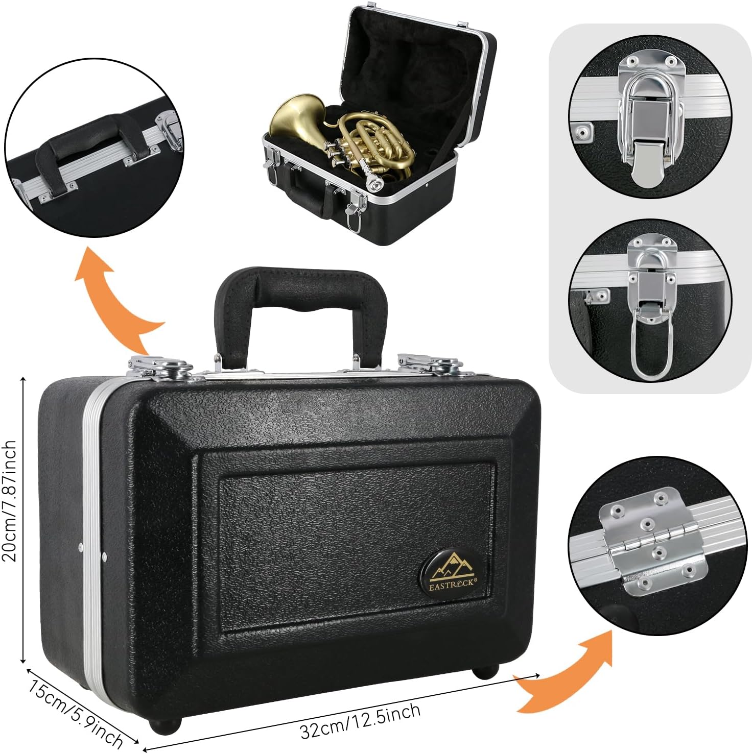 EASTROCK Pocket Trumpet Brass Bb Trumpet with 7C Mouthpiece special-shaped