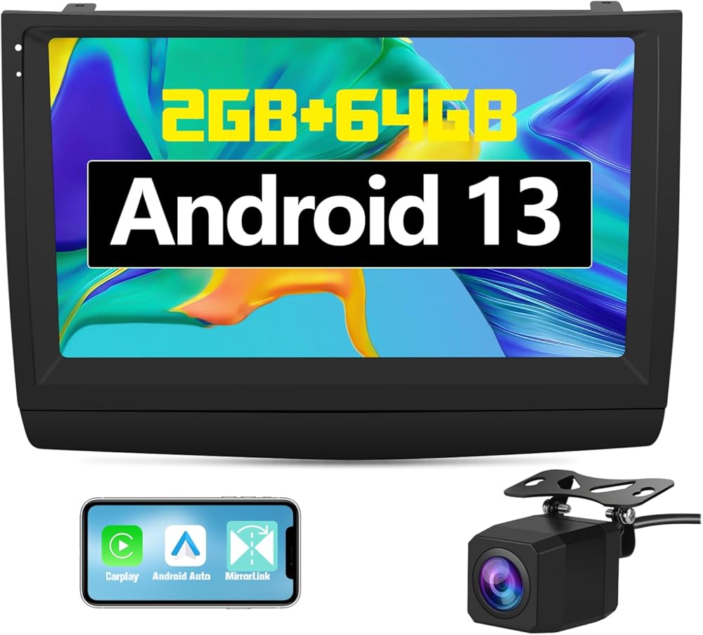 Car Radio Stereo for Toyota Prius 2003-2009 Android 13 2GB+64GB Radio Upgrade Replacement 9 Inch Touchscreen Head Unit with CarPlay Android Auto/MirrorLink/GPS/FM/AM/BackCamera/29 Theme UIs
