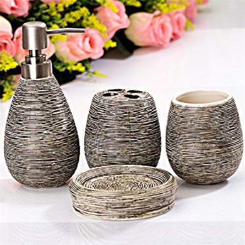 Home Bathroom Accessories Set Ceramic Suit Bathroom Supplies Cleaning Supplies Bathroom Soap Dispenser Bathroom Accessories Bathroom Suite Suitable for Hotel bathrooms (Color : Black)