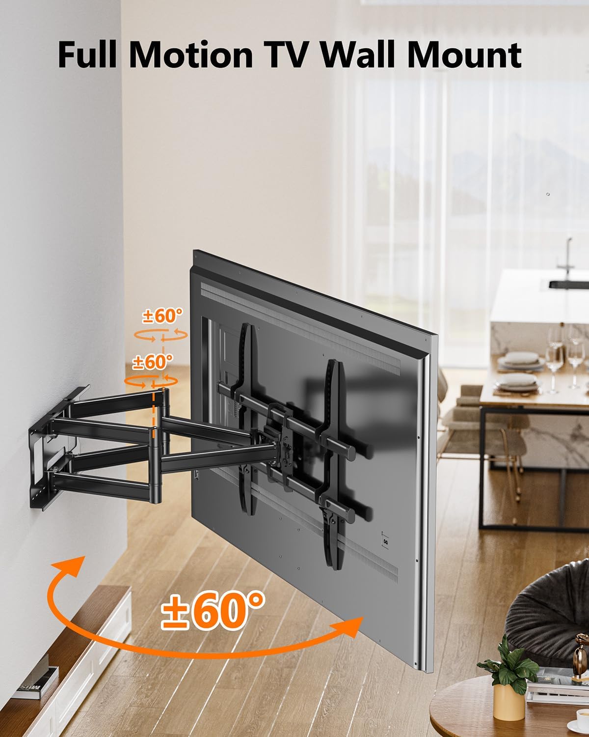 FORGING MOUNT Heavy Duty 60 to 120 inch XXXL Full Motion TV Wall Mount Max VESA1000x600mm Up to 275lbs for Extra Large Big Screens,Universal Articulating TV Mount Bracket Swivel Tilt,16-24” Studs