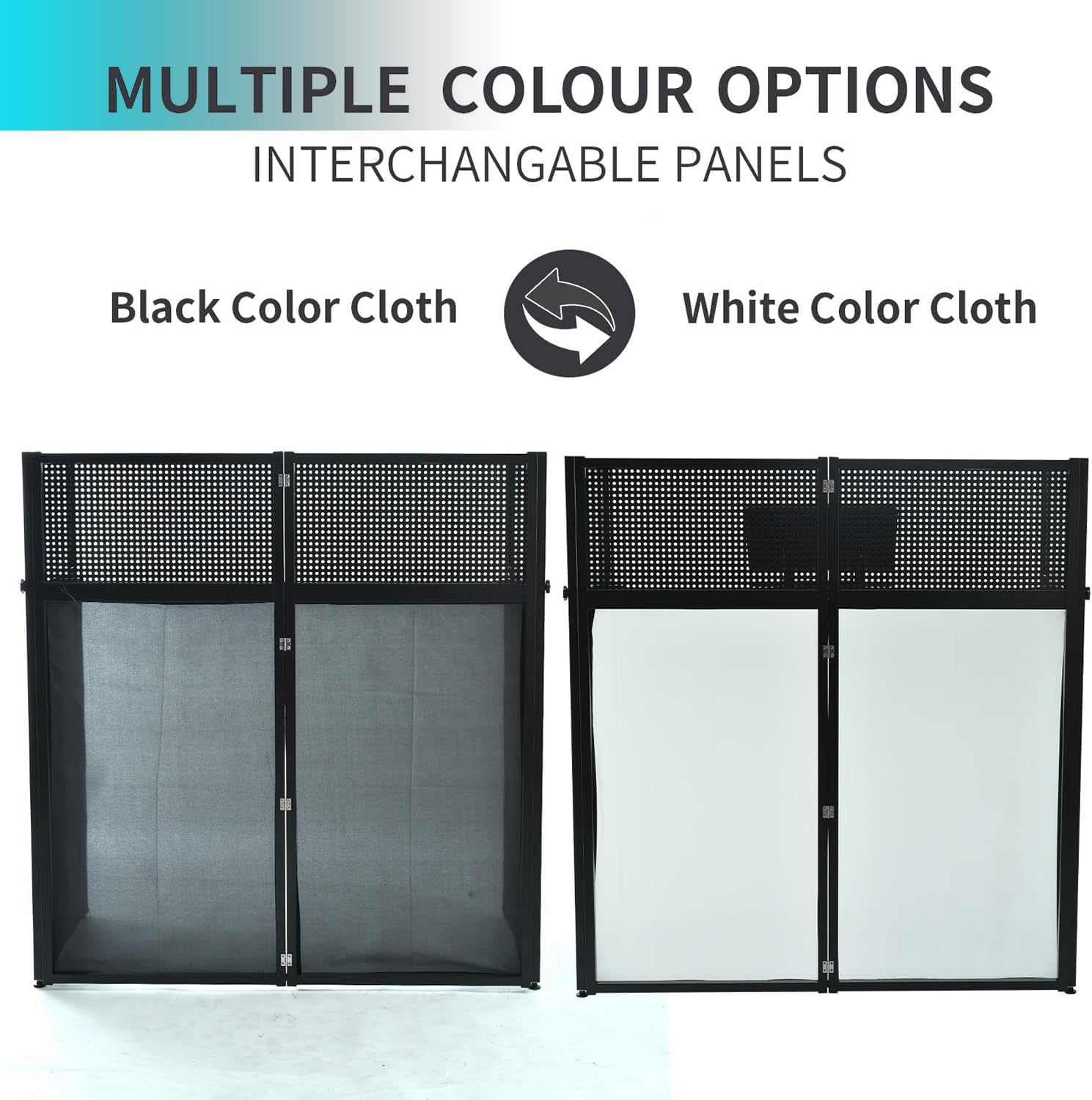 Portable DJ Facade Booth DJ Facade Table Station,40 * 40 * 20 Inches Foldable DJ Event Flat Table Top w/White & Black Scrim,Padded Carrying Bag