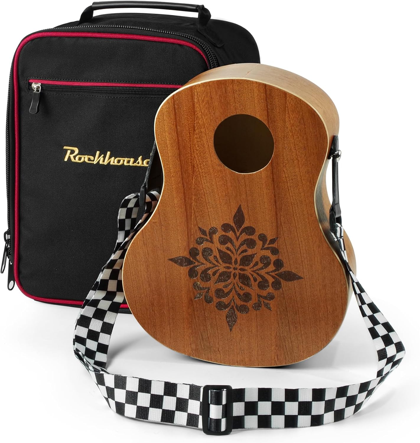 Rockhouse Travel Cajon Drum Box, Portable Wooden Hand Drum Beat Box Cajons Percussion Instrument Kit with Adjustable Strap & Storage Bag